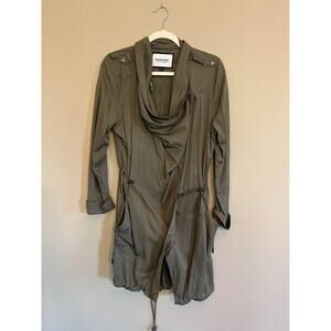 Target Fashion Union Army Olive Green Light Jacket Top Cowl Neck Cinch Sz S 6